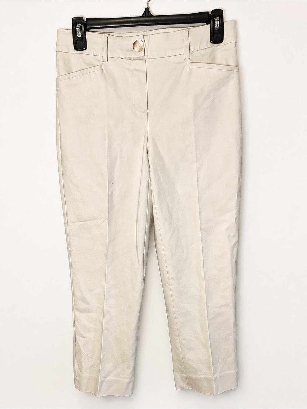 Jones & Co Jones New York Women's Cream Tailored Crop Pants Elastic Waist